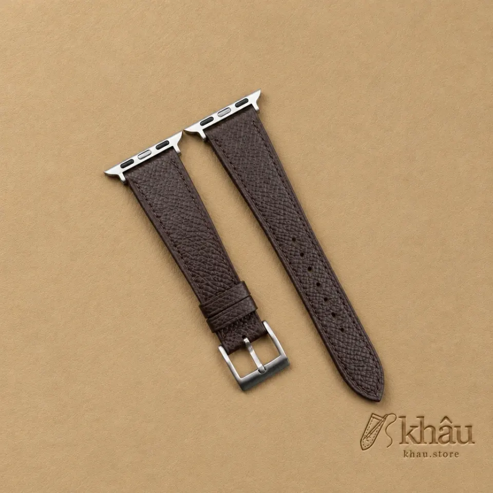 Dark Brown Epsom Calf Leather Apple Watch Band — front view