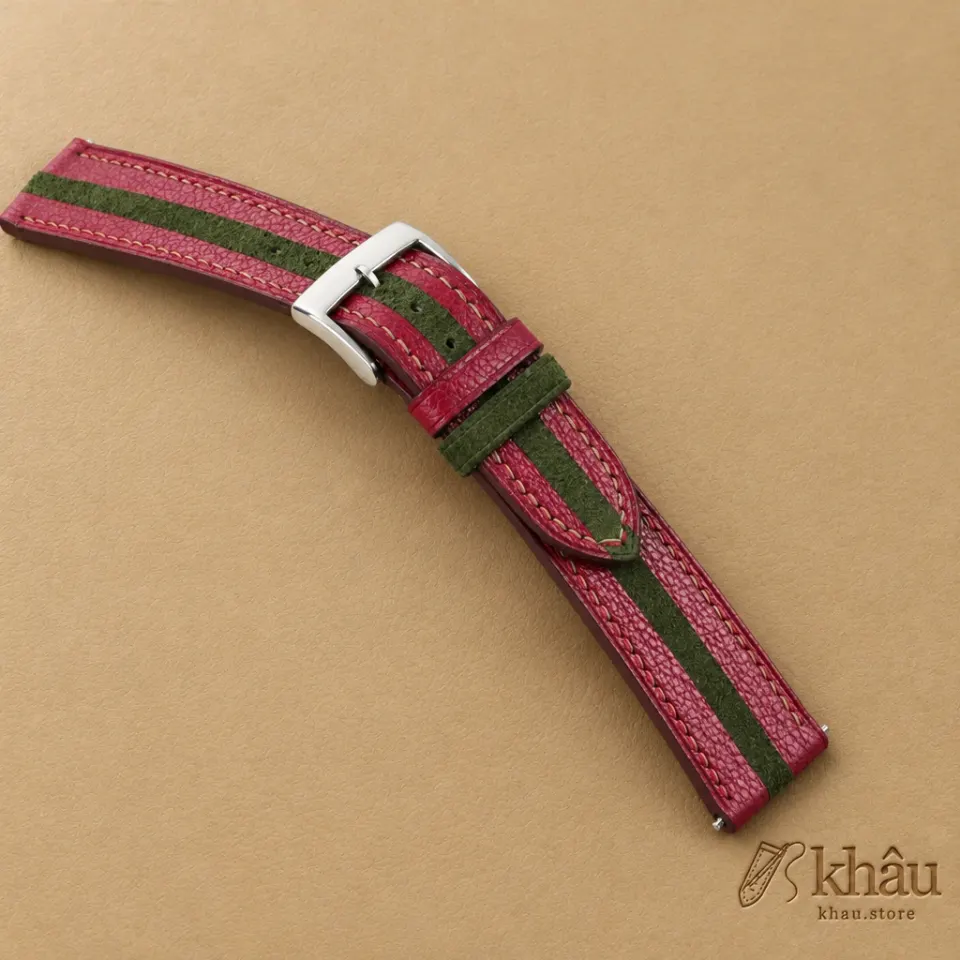 Duocolor Forest Suede Red Alran Sully Leather Watch Strap — additional view