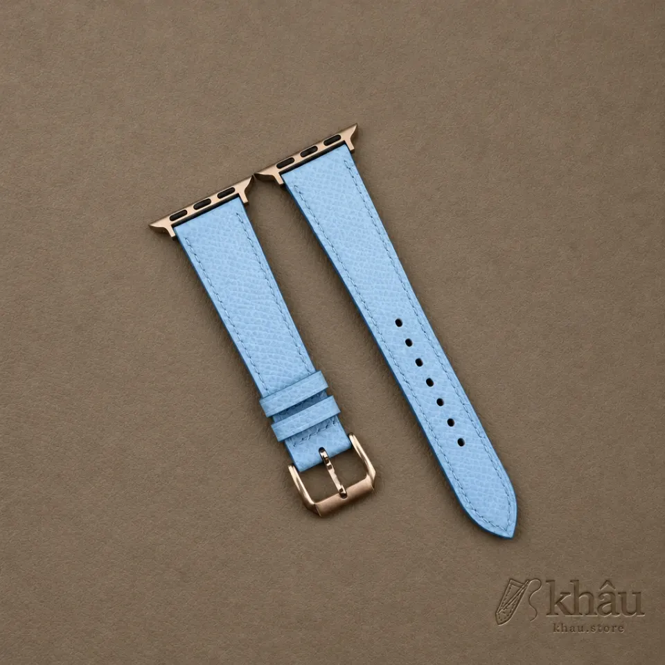 Miami Blue Epsom Calf Leather Apple Watch Band — front view
