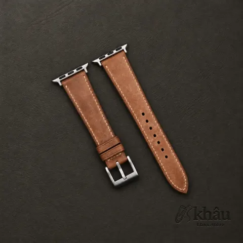Brown Maya Leather Apple Watch Band — front view