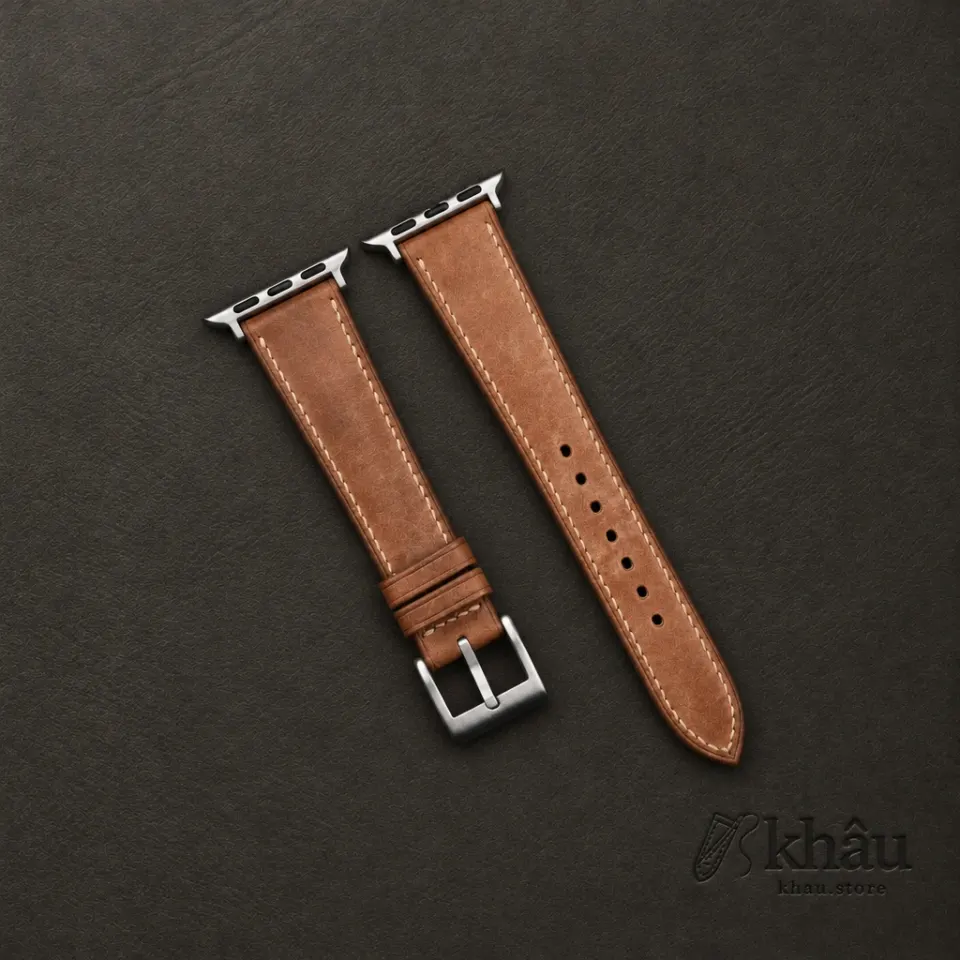 Brown Maya Leather Apple Watch Band — front view