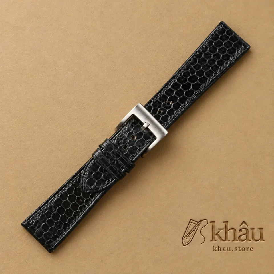 Black Snake Sea Leather Watch Strap — additional view