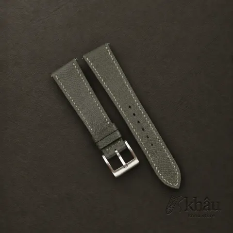 Olive Epsom Leather Watch Strap — front view