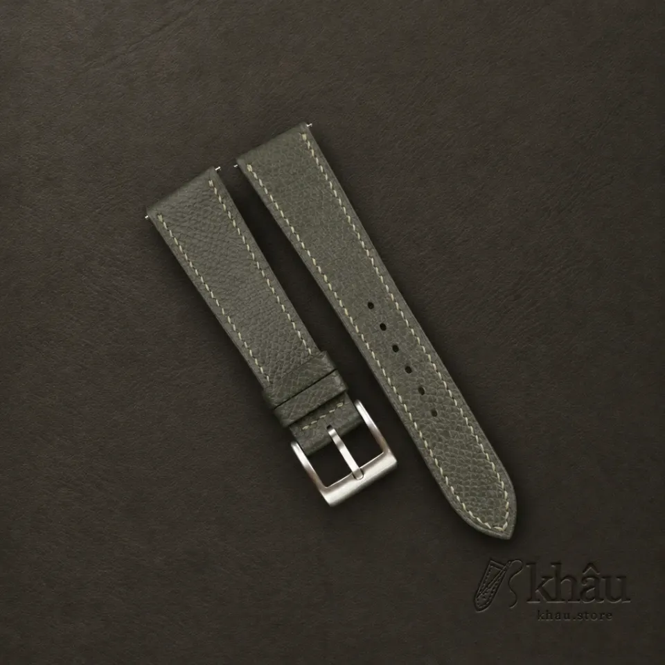 Olive Epsom Leather Watch Strap — front view