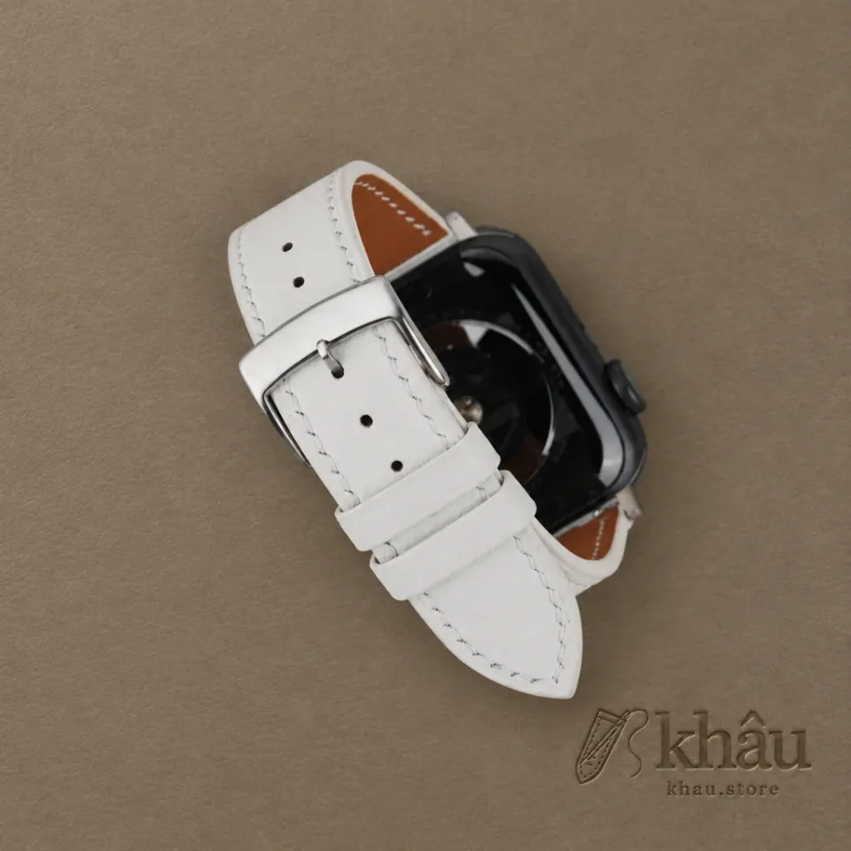 White Swift Leather Apple Watch Band — additional view