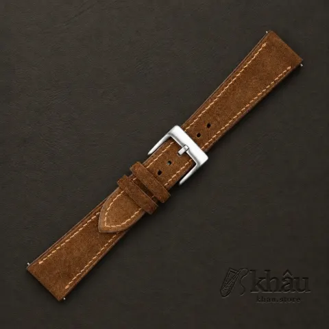 Cigarette Brown Suede Leather Watch Strap — additional view