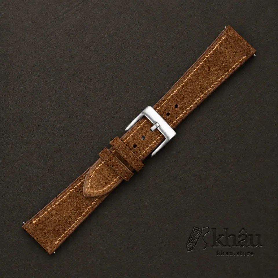 Cigarette Brown Suede Leather Watch Strap — additional view