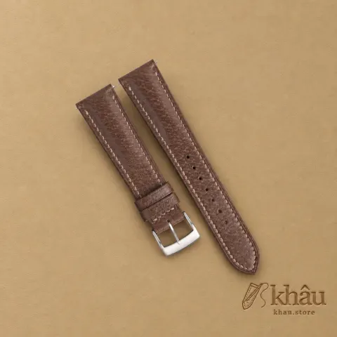 Padded Dark Taupe Peccary Leather Watch Strap — front view