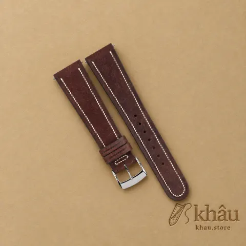 40’s Vintage Dark Brown Pueblo Leather Watch Strap — front view