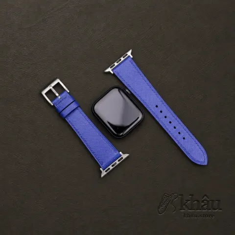 Blue Saffiano Leather Apple Watch Band — additional view