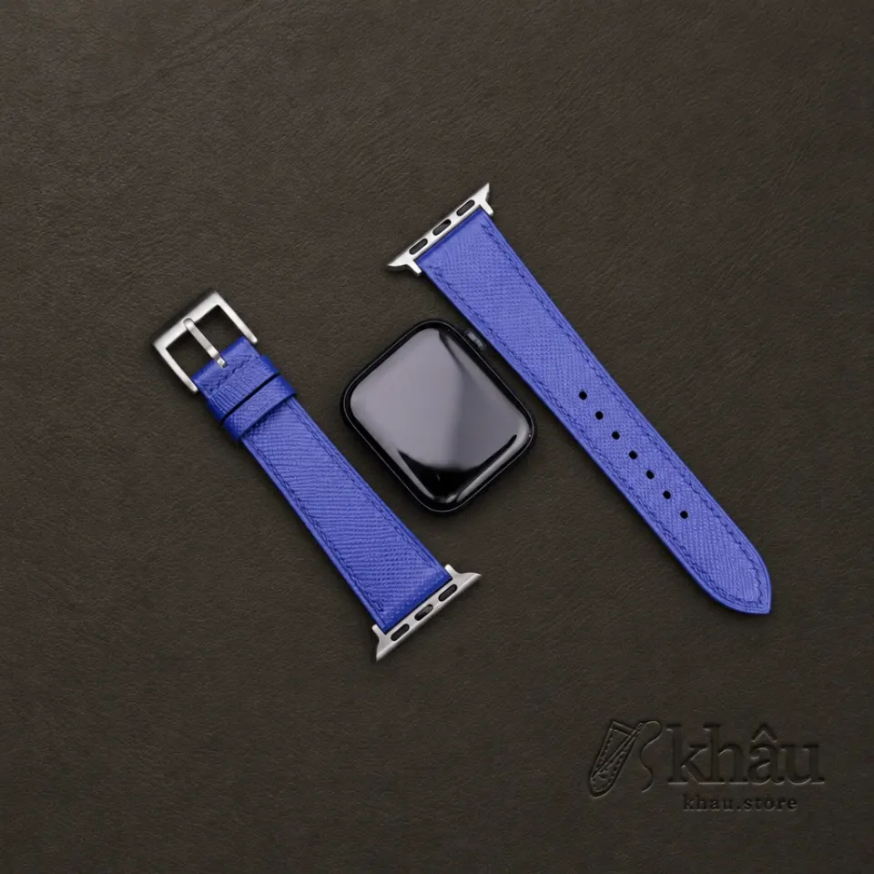 Blue Saffiano Leather Apple Watch Band — additional view