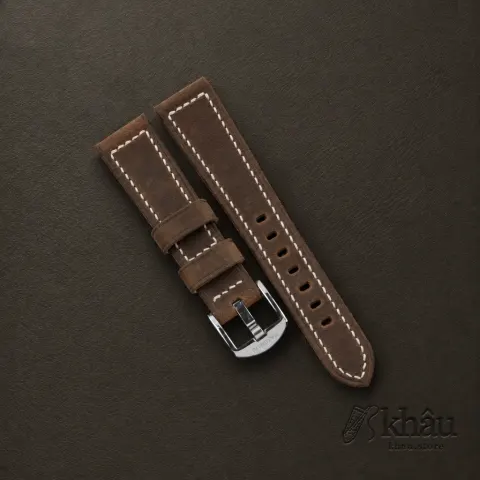 Rustic Crazy Horse Leather Strap for PAM Watch — front view