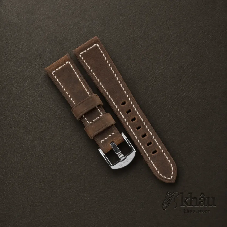 Rustic Crazy Horse Leather Strap for PAM Watch — front view