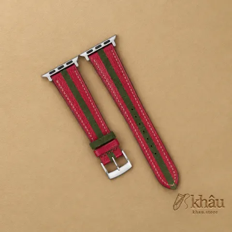 Duocolor Forest Suede Red Alran Sully Leather Apple Watch Band — front view