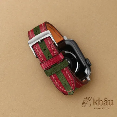 Duocolor Forest Suede Red Alran Sully Leather Apple Watch Band — additional view