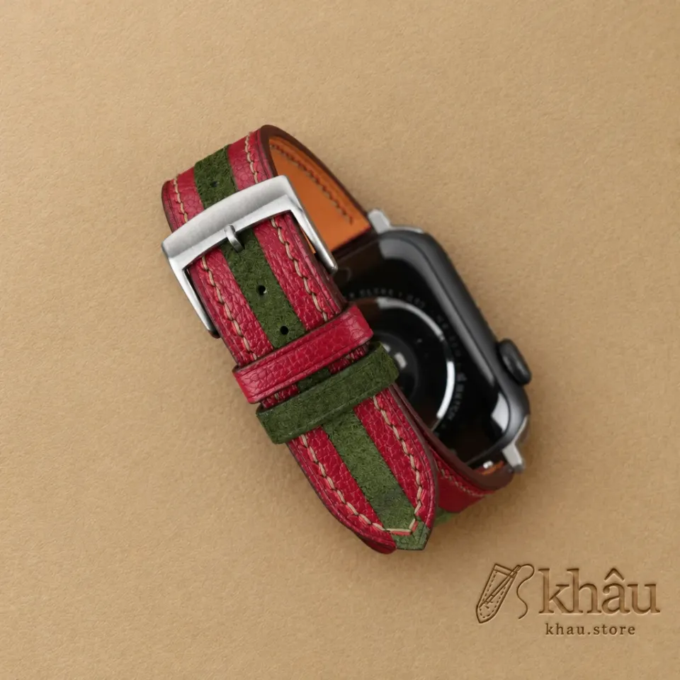 Duocolor Forest Suede Red Alran Sully Leather Apple Watch Band — additional view