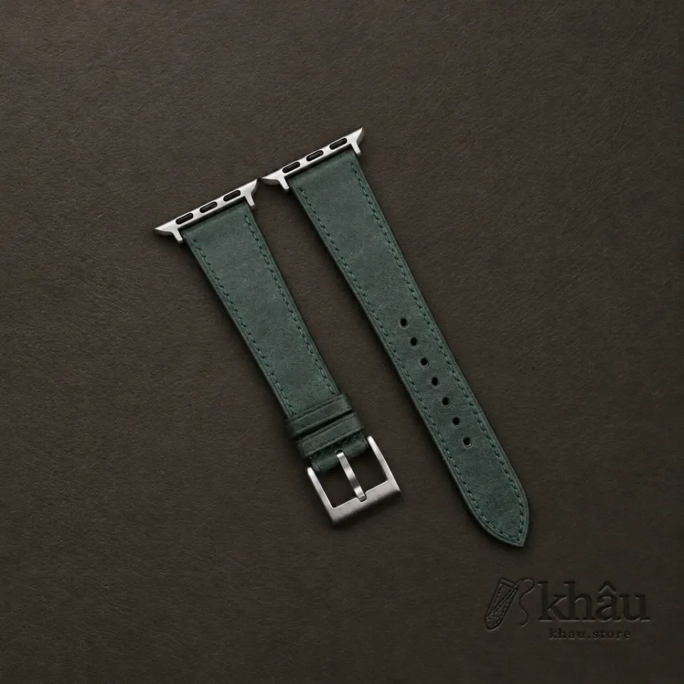 Green Maya Leather Apple Watch Band — front view