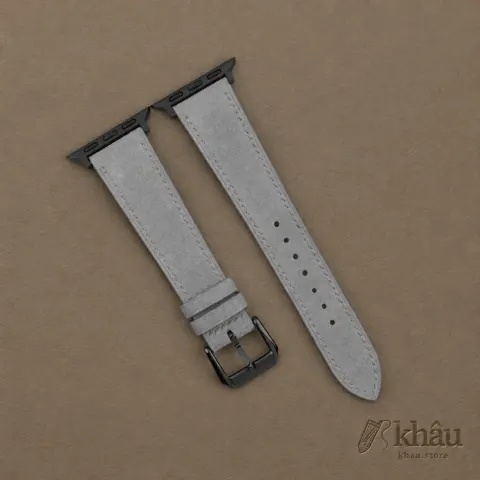 Light Grey Suede Leather Apple Watch Band — front view