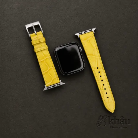 Yellow Alligator Leather Apple Watch Band — additional view