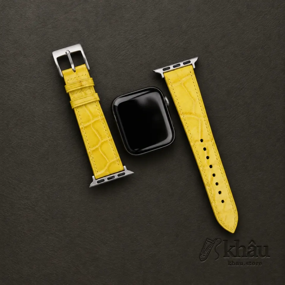 Yellow Alligator Leather Apple Watch Band — additional view