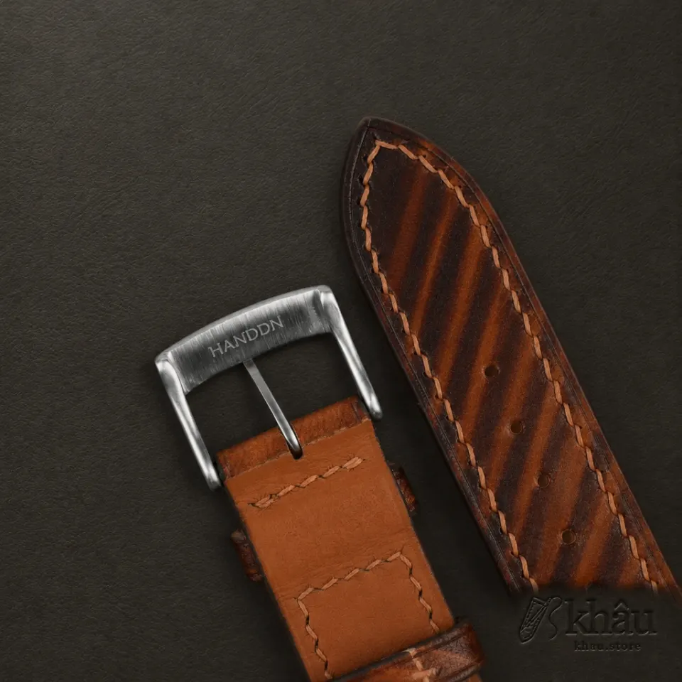 Patina Brown Slash Vachetta Leather Watch Strap — additional view