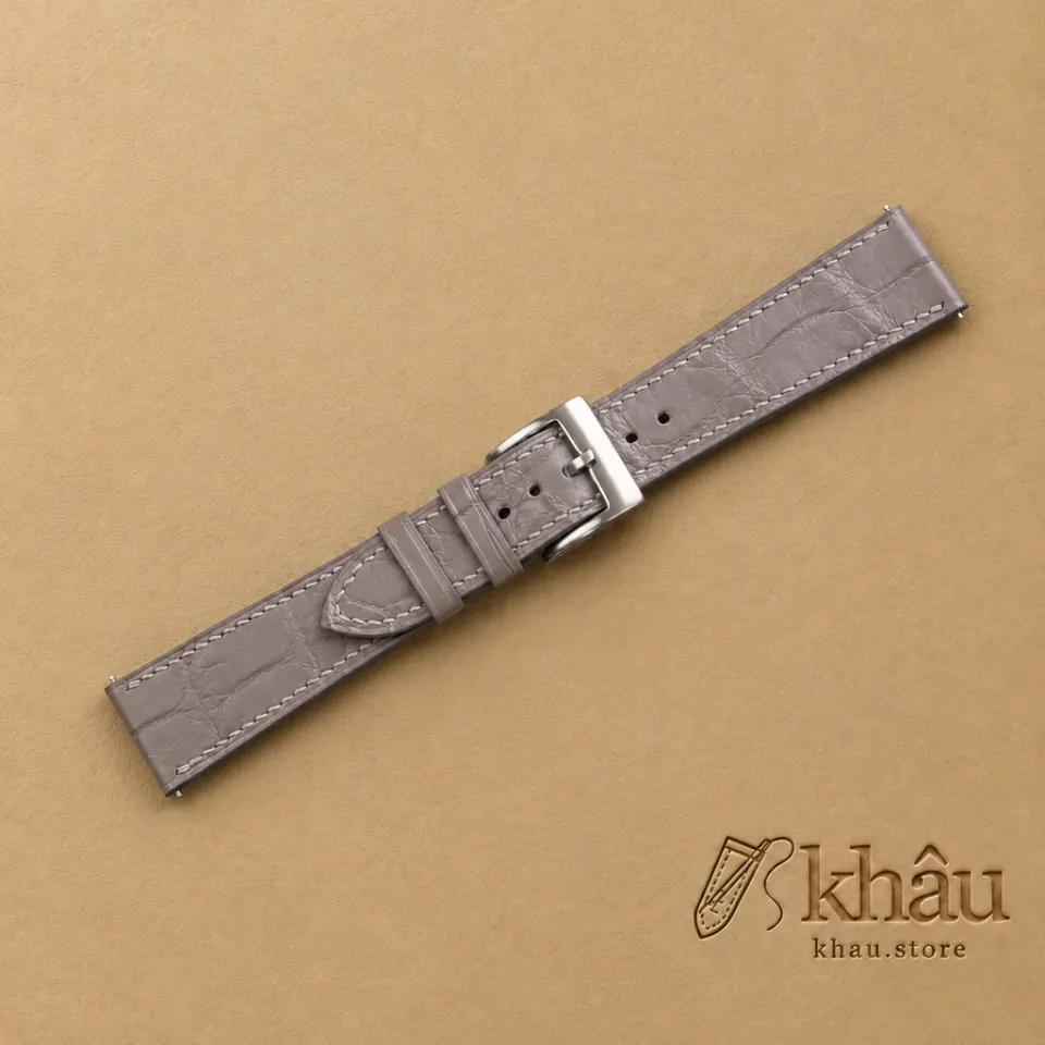 Cement Alligator Leather Watch Strap — additional view