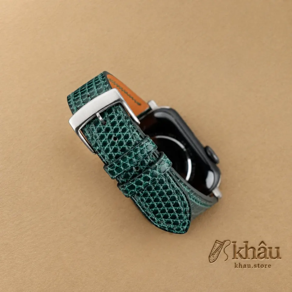 Dark Green Lizard Leather Apple Watch Band — additional view