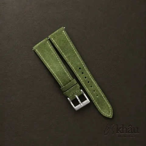 Green Suede Leather Watch Strap — front view