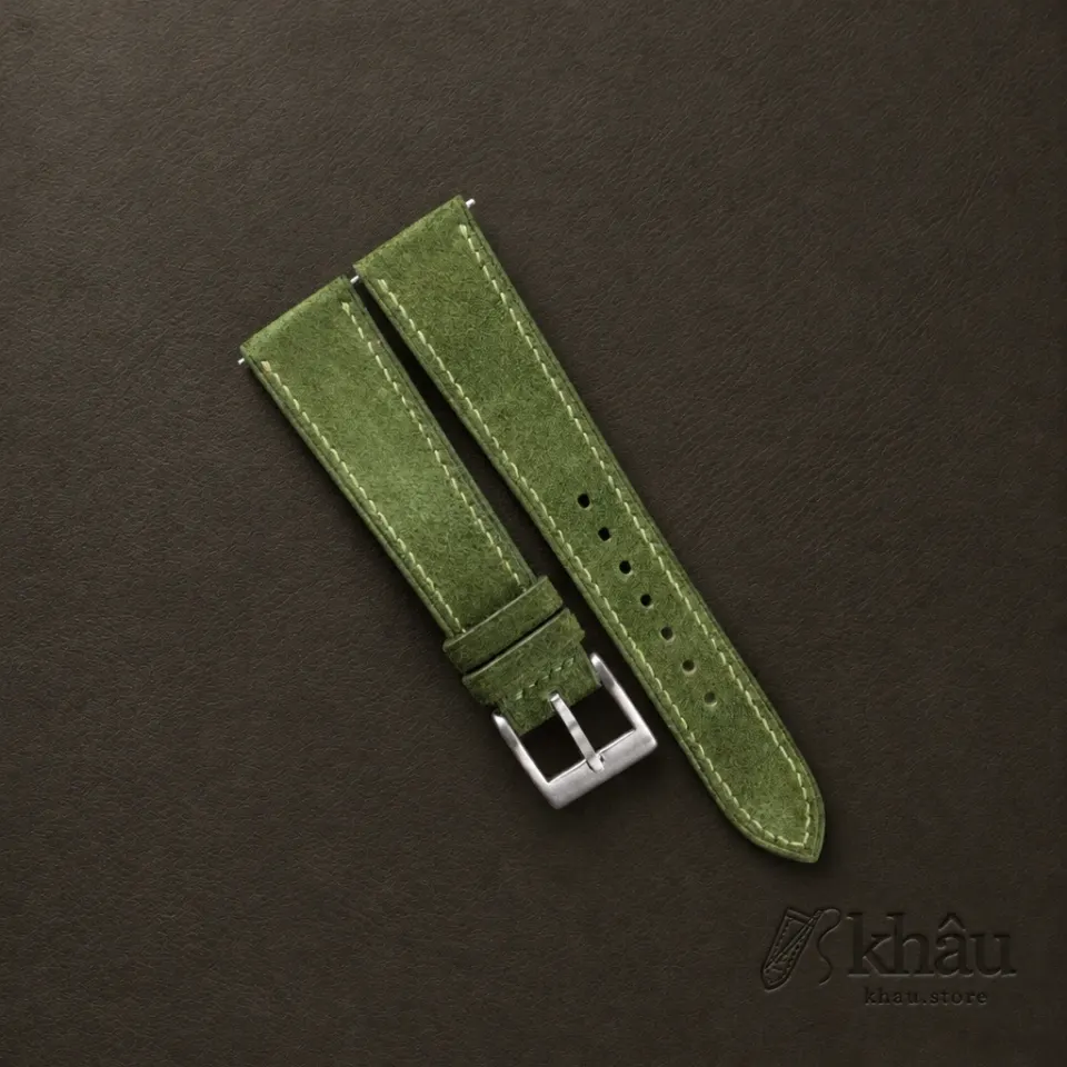 Green Suede Leather Watch Strap — front view