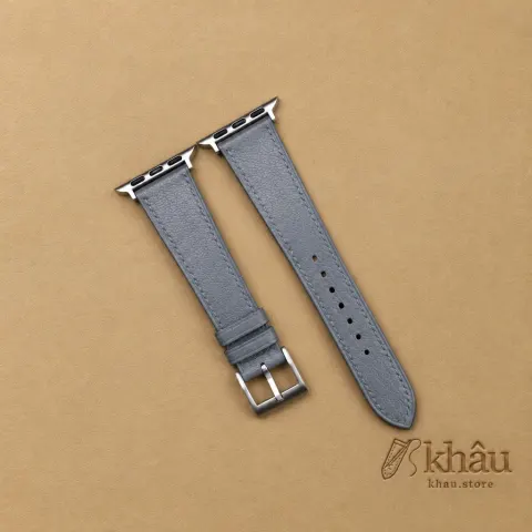 Steel Grey Alran Chevre Sully Leather Apple Watch Band — front view