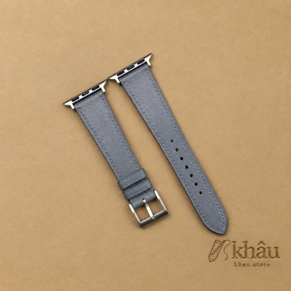 Steel Grey Alran Chevre Sully Leather Apple Watch Band — front view