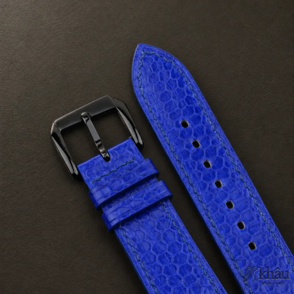 Electric Blue Snake Sea Leather Samsung Watch Band — additional view