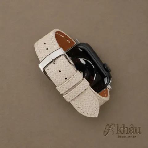 Pearl White Epsom Leather Apple Watch Band — additional view