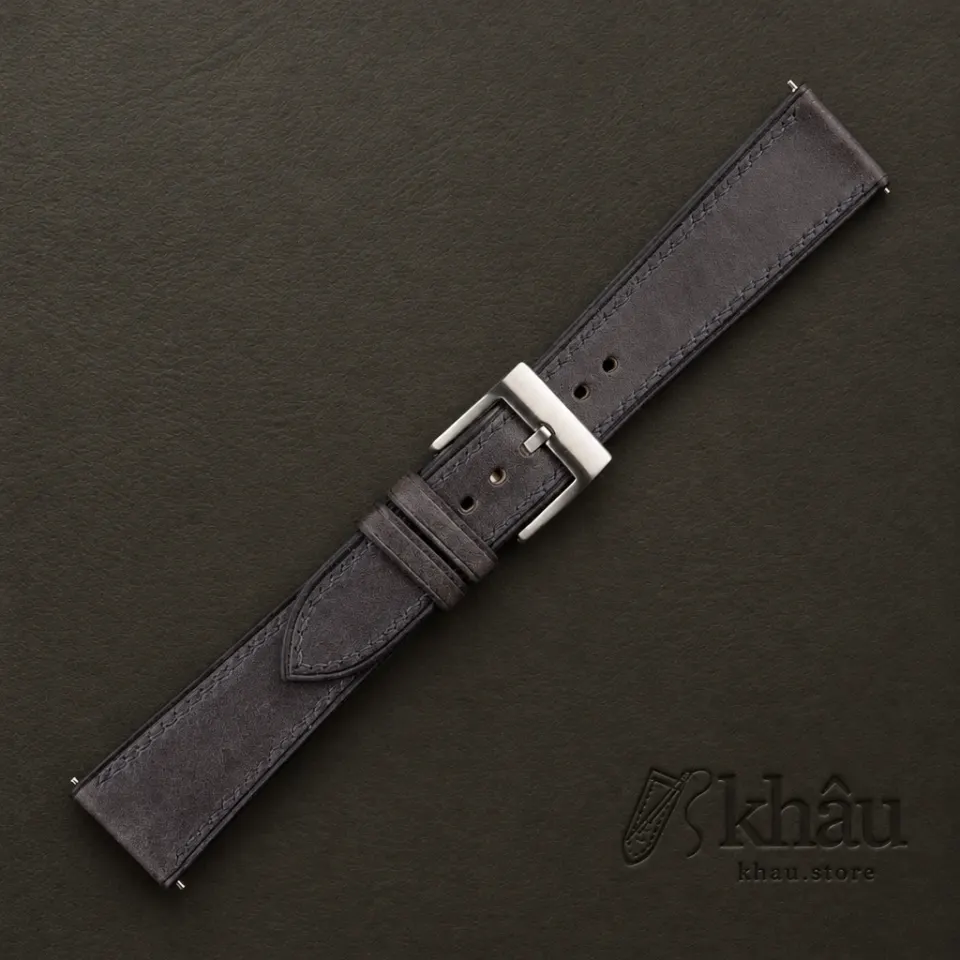 Dark Purple Maya Vegetable Tanned Calfskin Leather Watch Strap — additional view