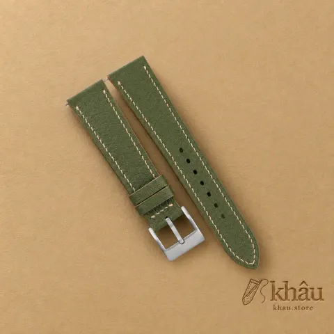 Moss Green Alran Chevre Leather Watch Strap — front view
