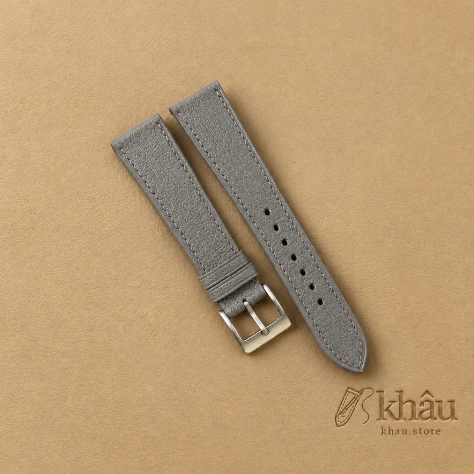 Cement Grey Alran Chevre Leather Watch Strap — front view