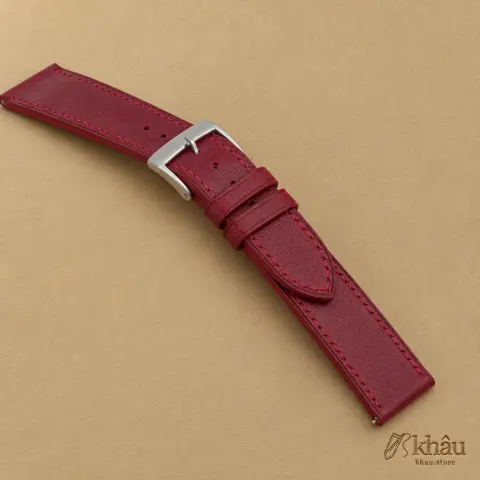 Box Calf Bordeaux Leather Watch Strap — additional view