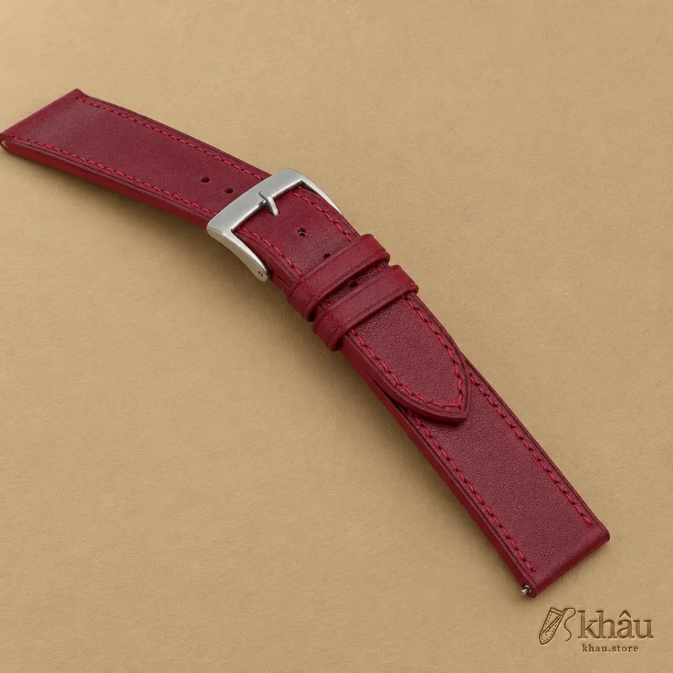 Box Calf Bordeaux Leather Watch Strap — additional view