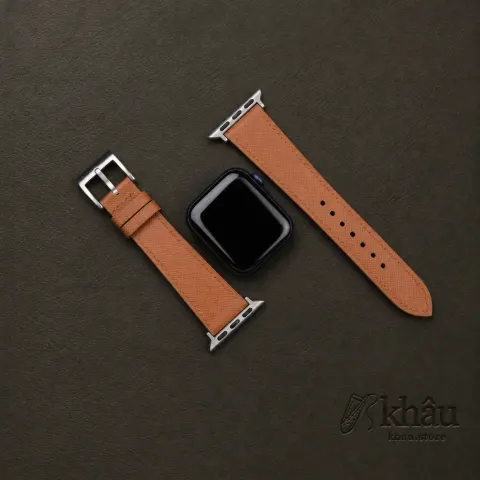 Golden Brown Saffiano Leather Apple Watch Band — additional view