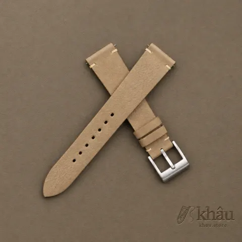 Vintage Tan Nubuck Leather Side-Stitch Watch Strap — additional view