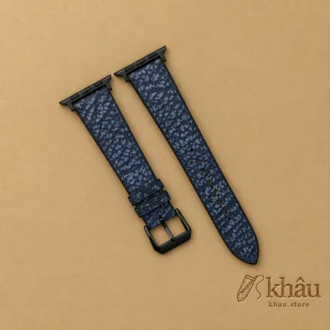 Dark Blue Shark Leather Apple Watch Band — front view