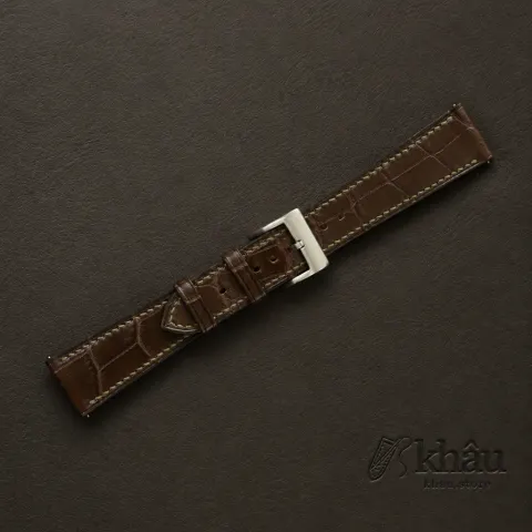 Dark Olive Alligator Leather Watch Strap — additional view