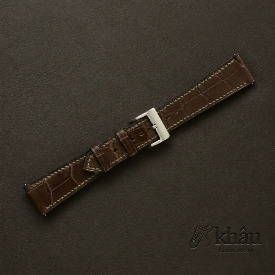 Dark Olive Alligator Leather Watch Strap — additional view