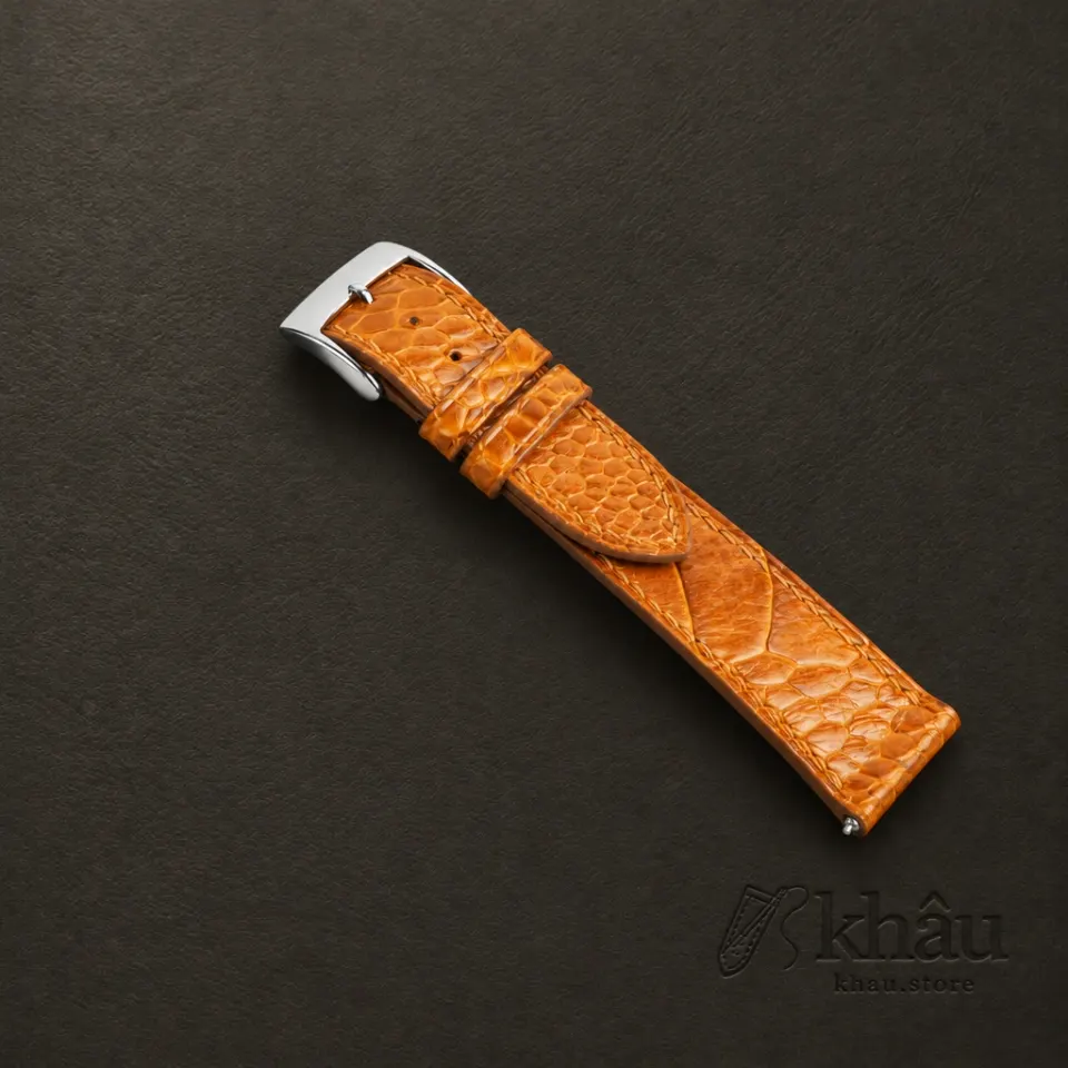 Cognac Ostrich Leg Leather Watch Strap — additional view