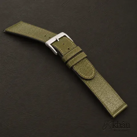Micro Stitch Light Olive Peccary Leather Watch Strap — additional view