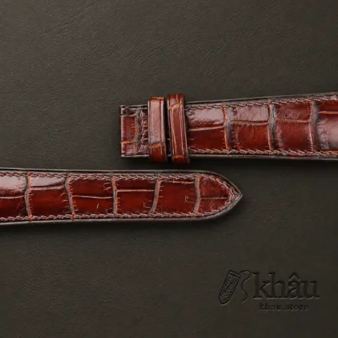 Patina Brown Alligator Leather Watch Strap — additional view