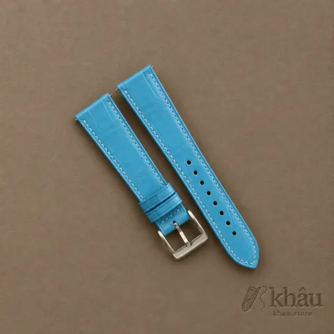 Miami Blue Alligator Leather Watch Strap — front view