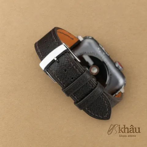 Dark Brown Saffiano Leather Apple Watch Band — additional view