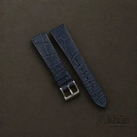 Jean Blue Alligator Leather Watch Strap — front view