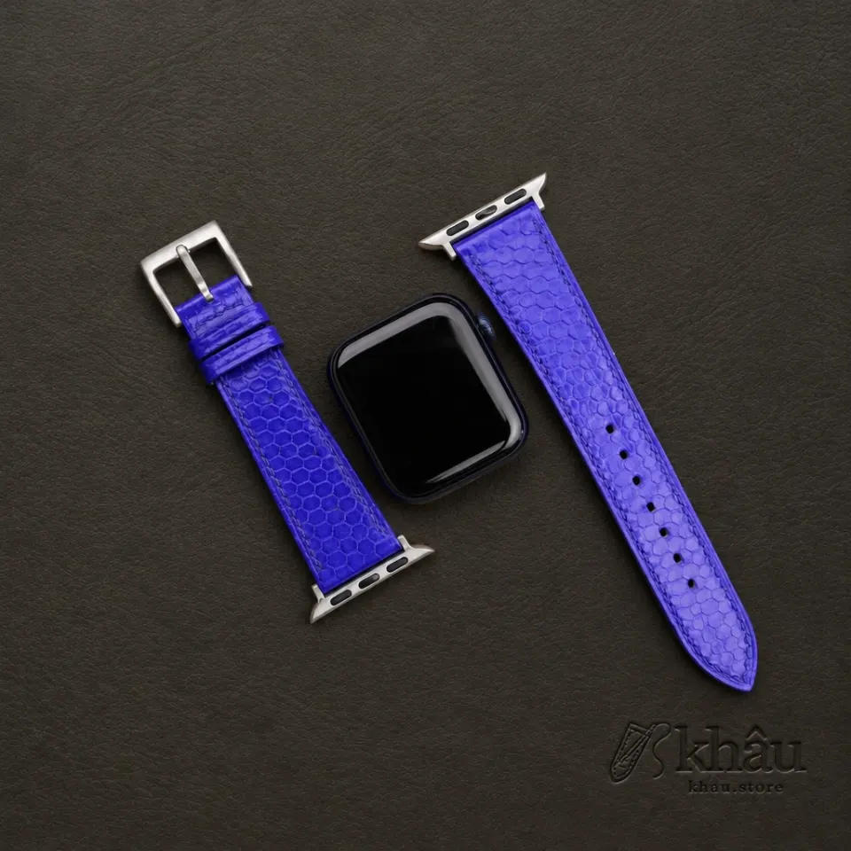 Blue Snake Sea Leather Apple Watch Band — additional view